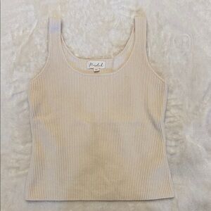 Marled Ribbed Beige Tank Top Medium